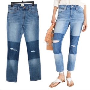 J Crew Patchwork Distressed Slim Boyfriend Jeans Size 25 Tall New